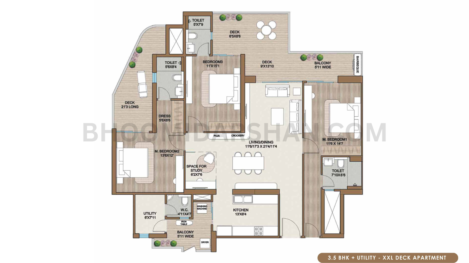 3.5 BHK+ Utility + XXL Deck