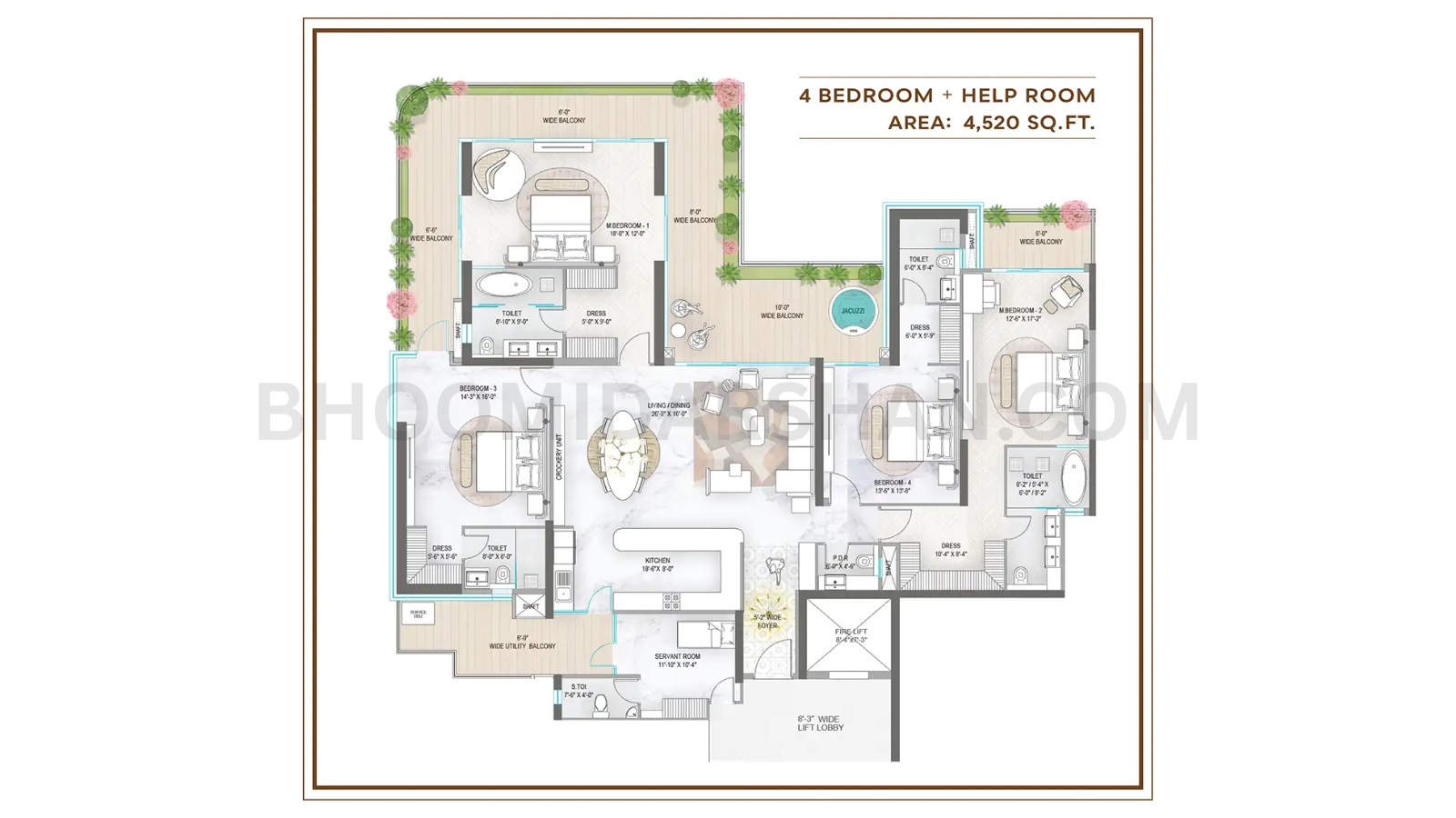 4 BHK + Help Room