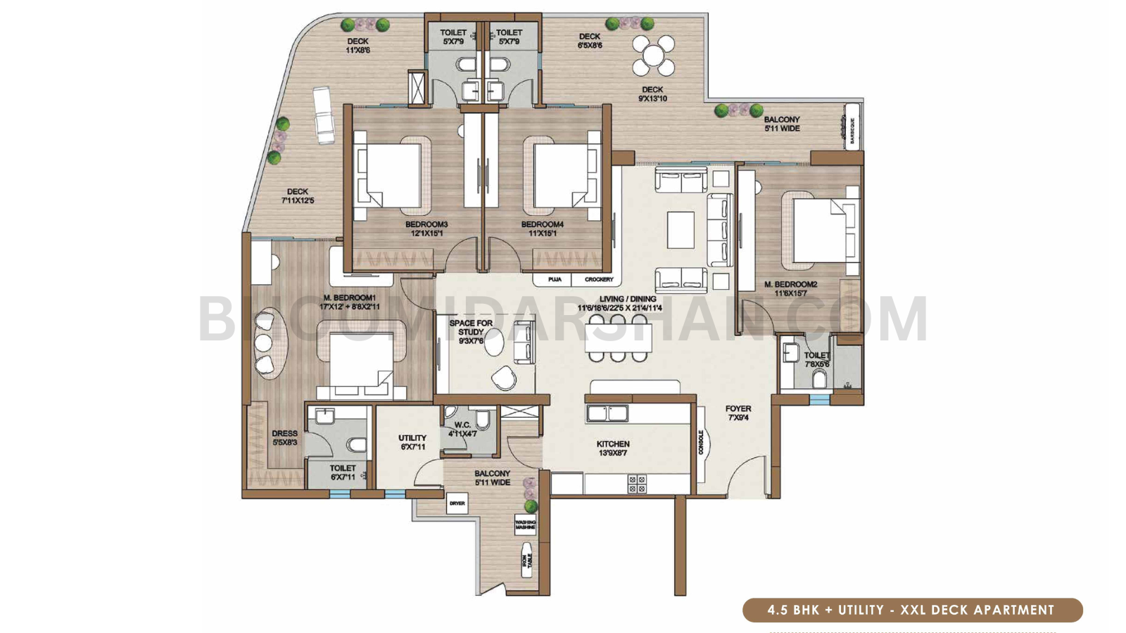 4.5BHK + Utility + XXL Deck