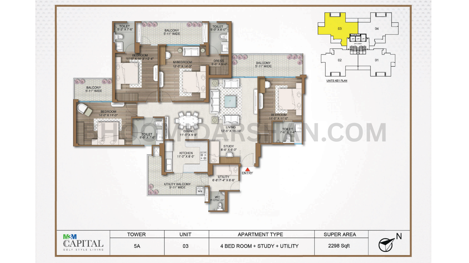 4 BHK + Study + Utility