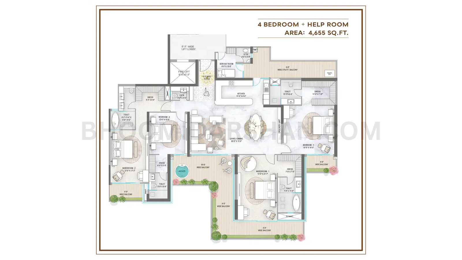 4 BHK + Help Room