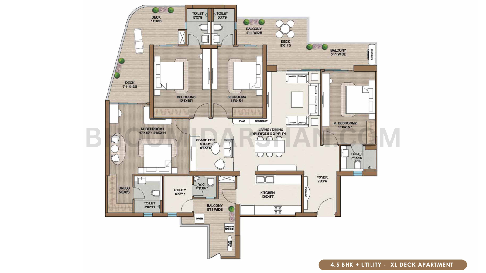 4.5BHK + Utility + XL Deck