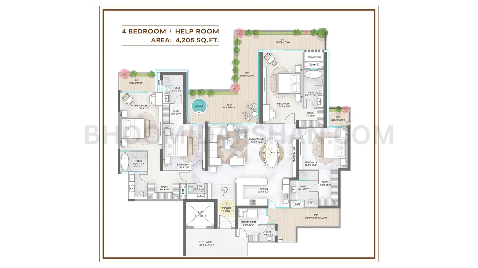 4 BHK + Help Room