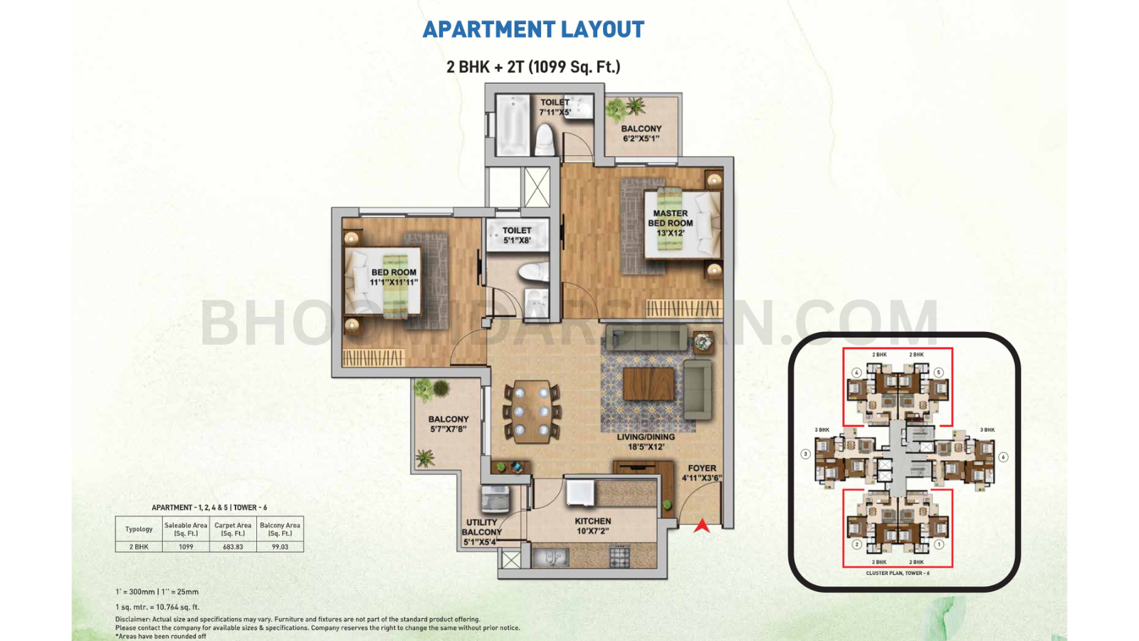 2 BHK + 2T